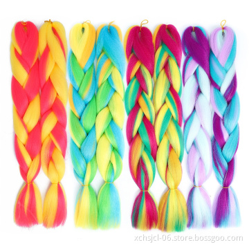 Wholesale Braiding Hair Mix Rainbow Braids Synthetic Jumbo Braids Hair Extension for Women